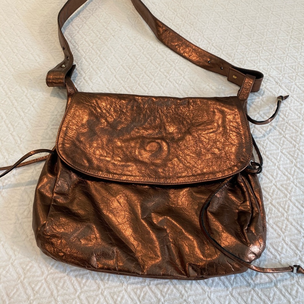 NWOT Copper Metallic Leather Shoulder bag